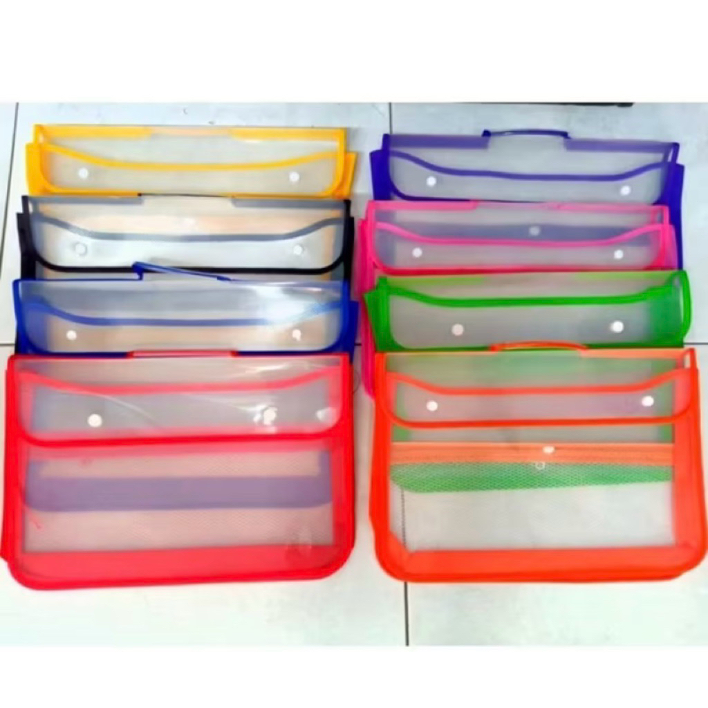 Map Zipper Kancing/ Map Zipper Jaring/ Map Tenteng kancing / Map jinjing kancing