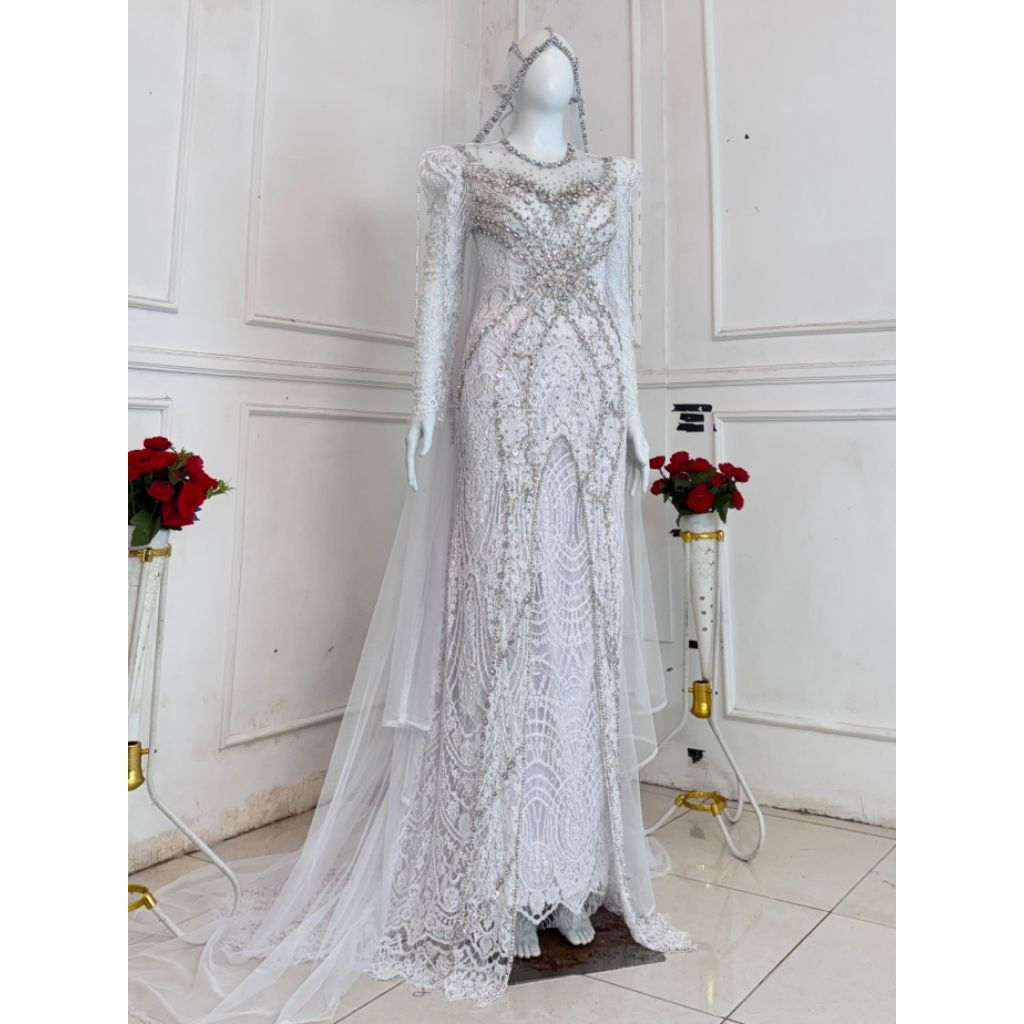 KEBAYA PENGANTIN AKAD PUTIH FULL PAYET/KEBAYA AKAD PUTIH MURAH