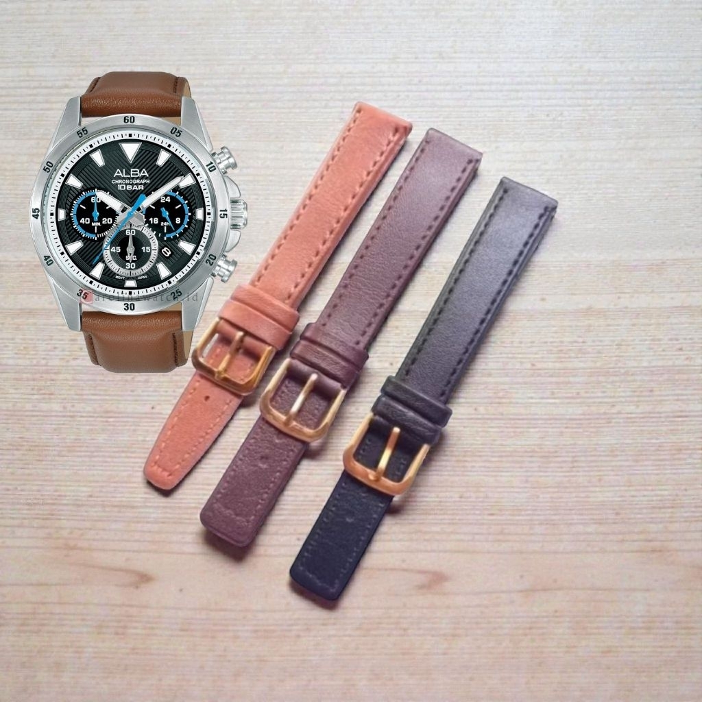 strap tali jam tangan kulit Alba pria dan wanita ukuran 20mm 22mm 24mm