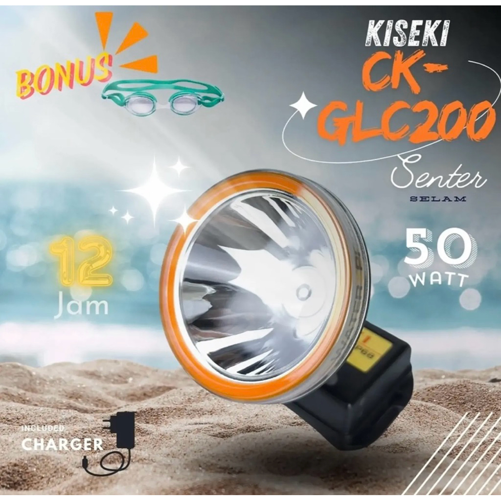 Senter Kepala Kiseki CKGLC200 Selam Cahaya Putih KISEKI CK-GLC200 50 Watt