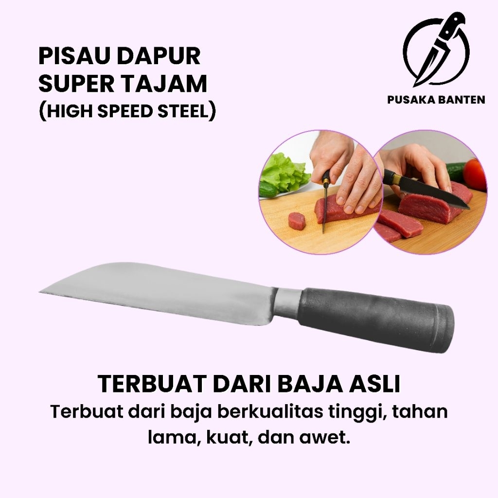Pisau Dapur Tajam Baja Asli - Daging Ikan Sayur Buah