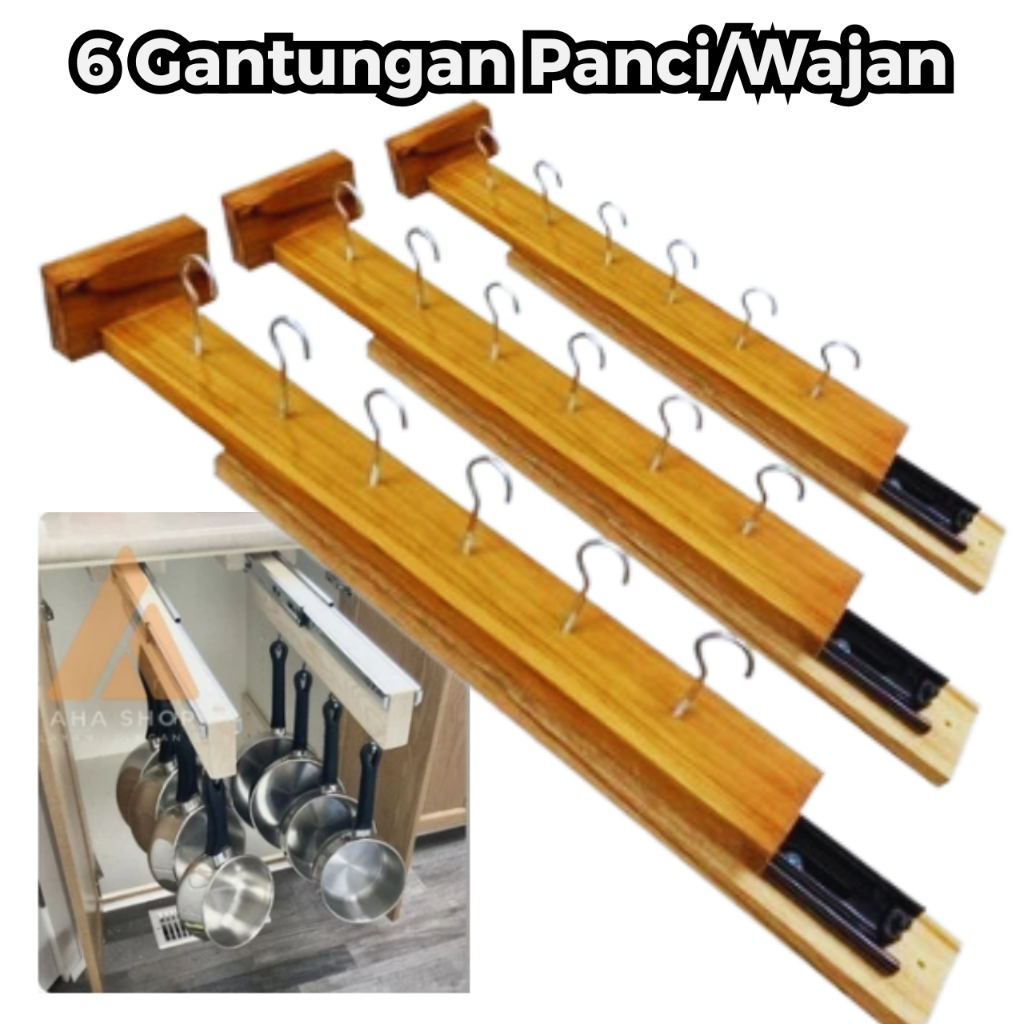 Rel Panci Gantung Tarik Dorong Bawah Dapur Free 5 Cantolan