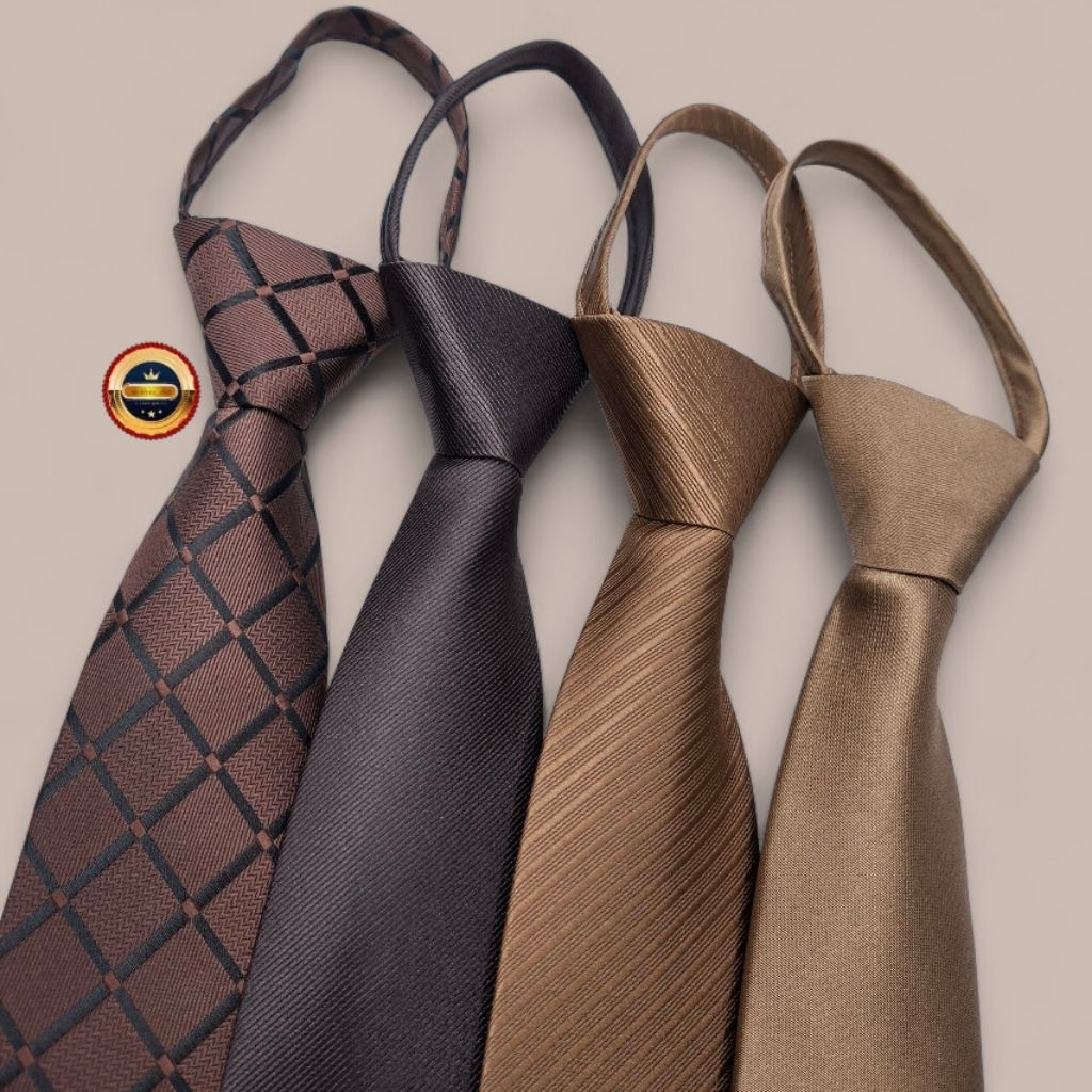 Dasi coklat tua dasi instan siap pakai dasi pria coklat