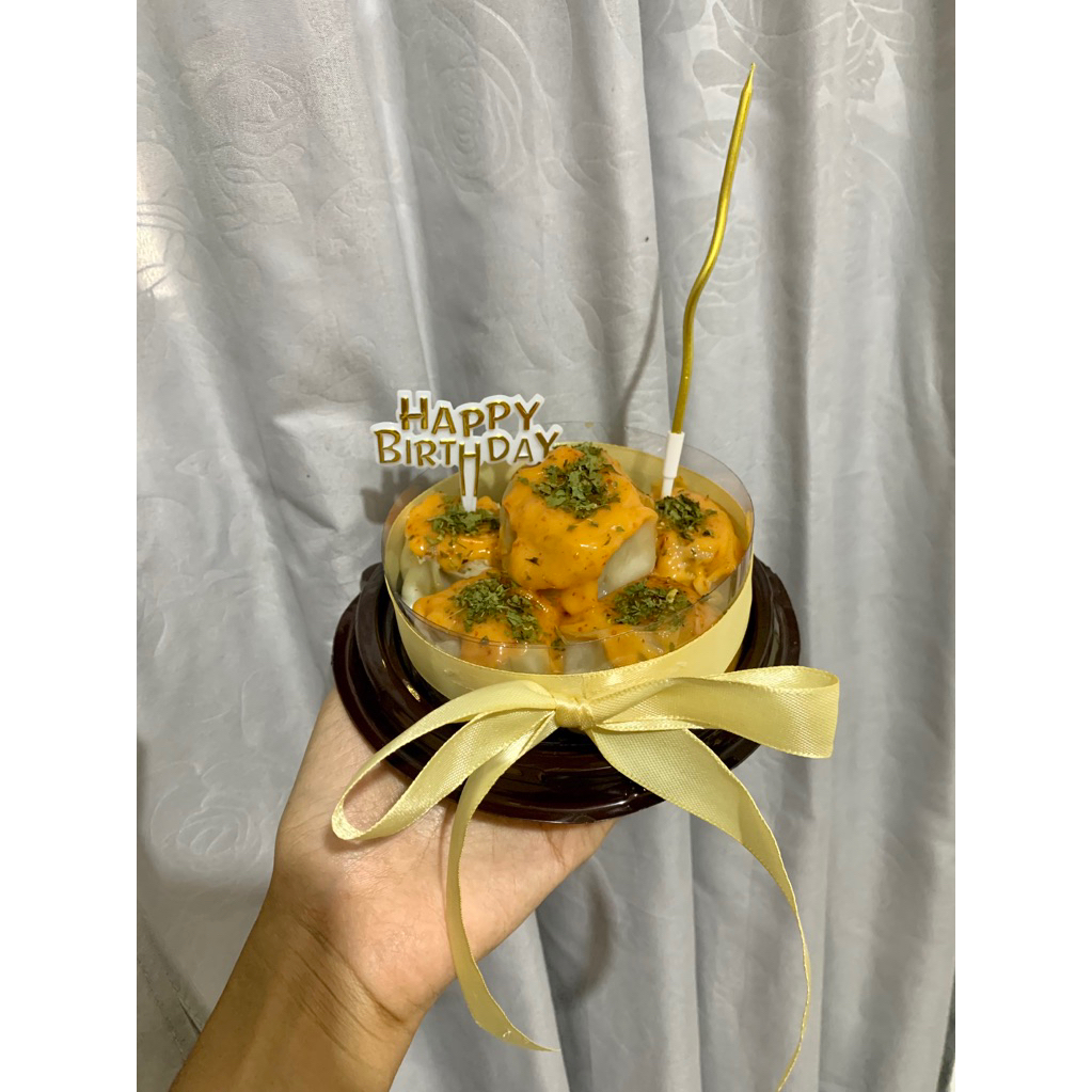 Dimsum mentai mini cake birthday free chili oil (mentai dengan tobiko)