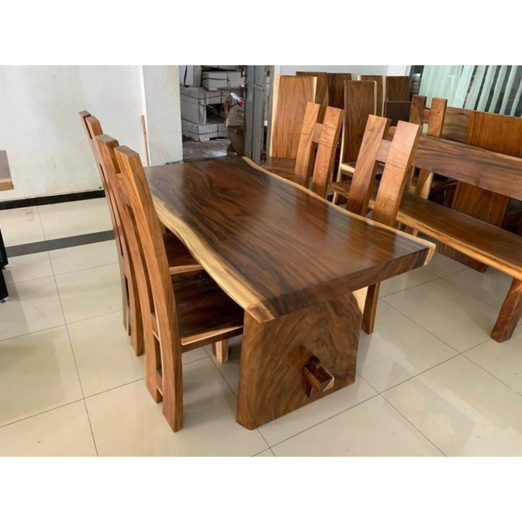 set meja makan trembesi meja makan kayu suar utuh meja makan kursi H meja makan kayu suar solid utuh