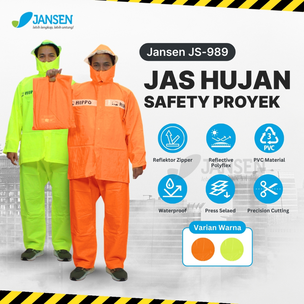 Jansen JS-989 JAS HUJAN PROYEK  Impor PVC Karet Jumbo - Setelan Jaket Celana Import Pria Wanita Dewa