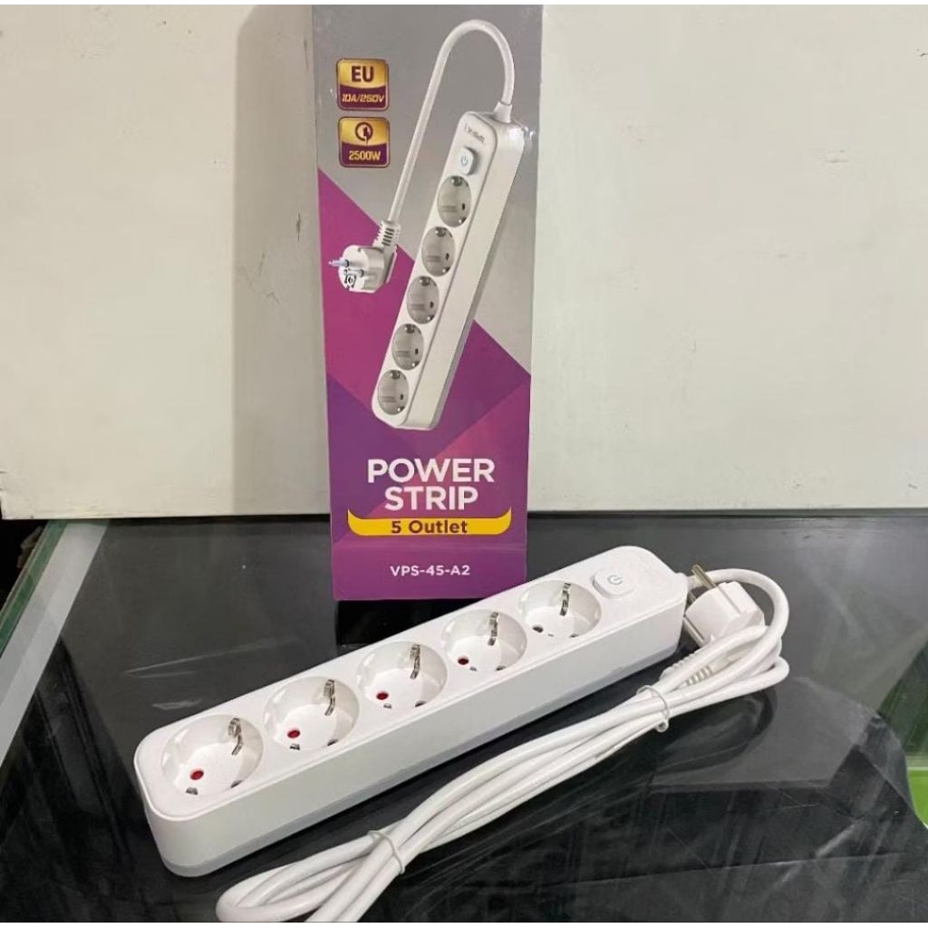 V-GEN VPS-45-A2 POWER STRIP 5 OUTLET//Terminal Listrik 2500W 220Cm
