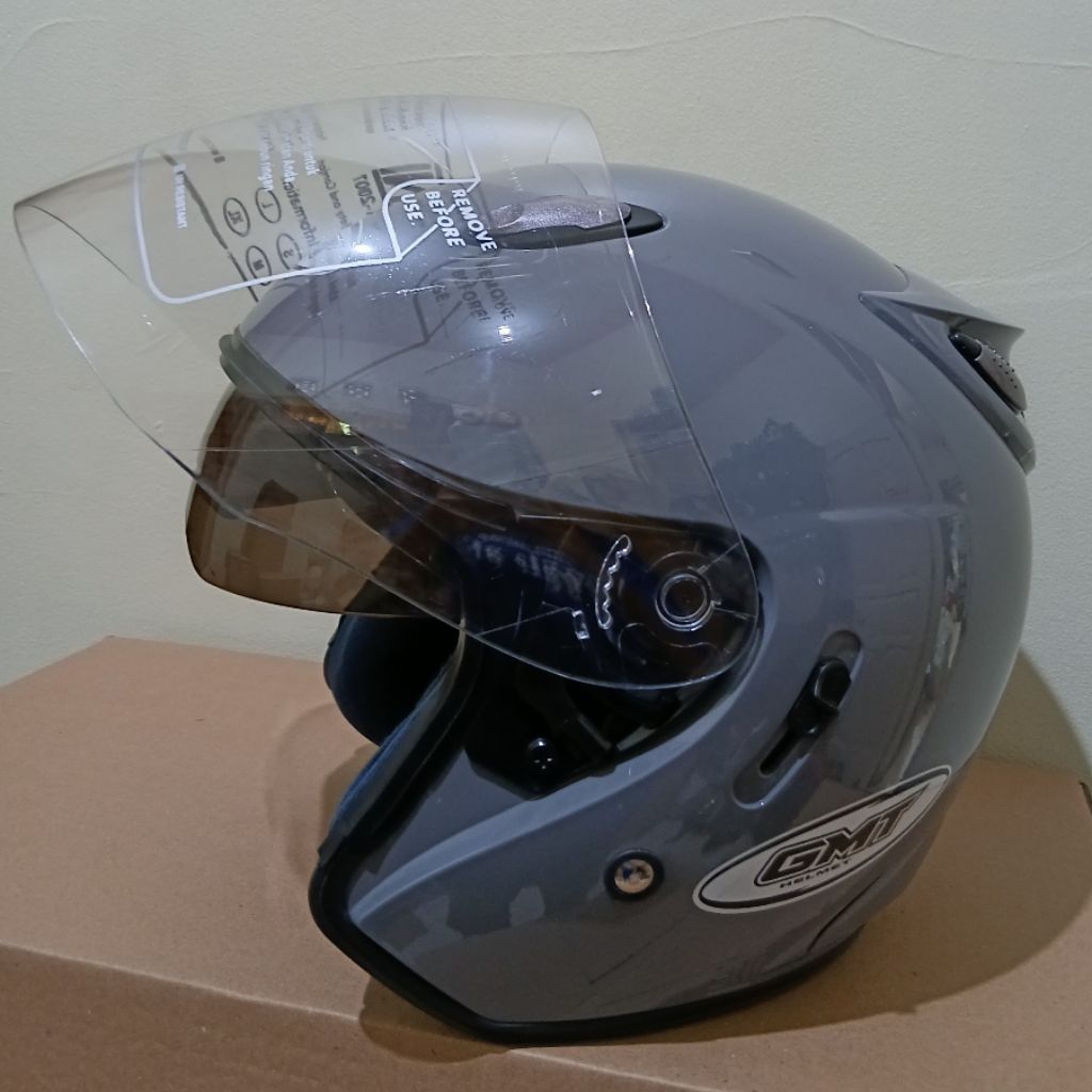 Helm Half Face Gmt/Niels Original Double Visor Helem Sni