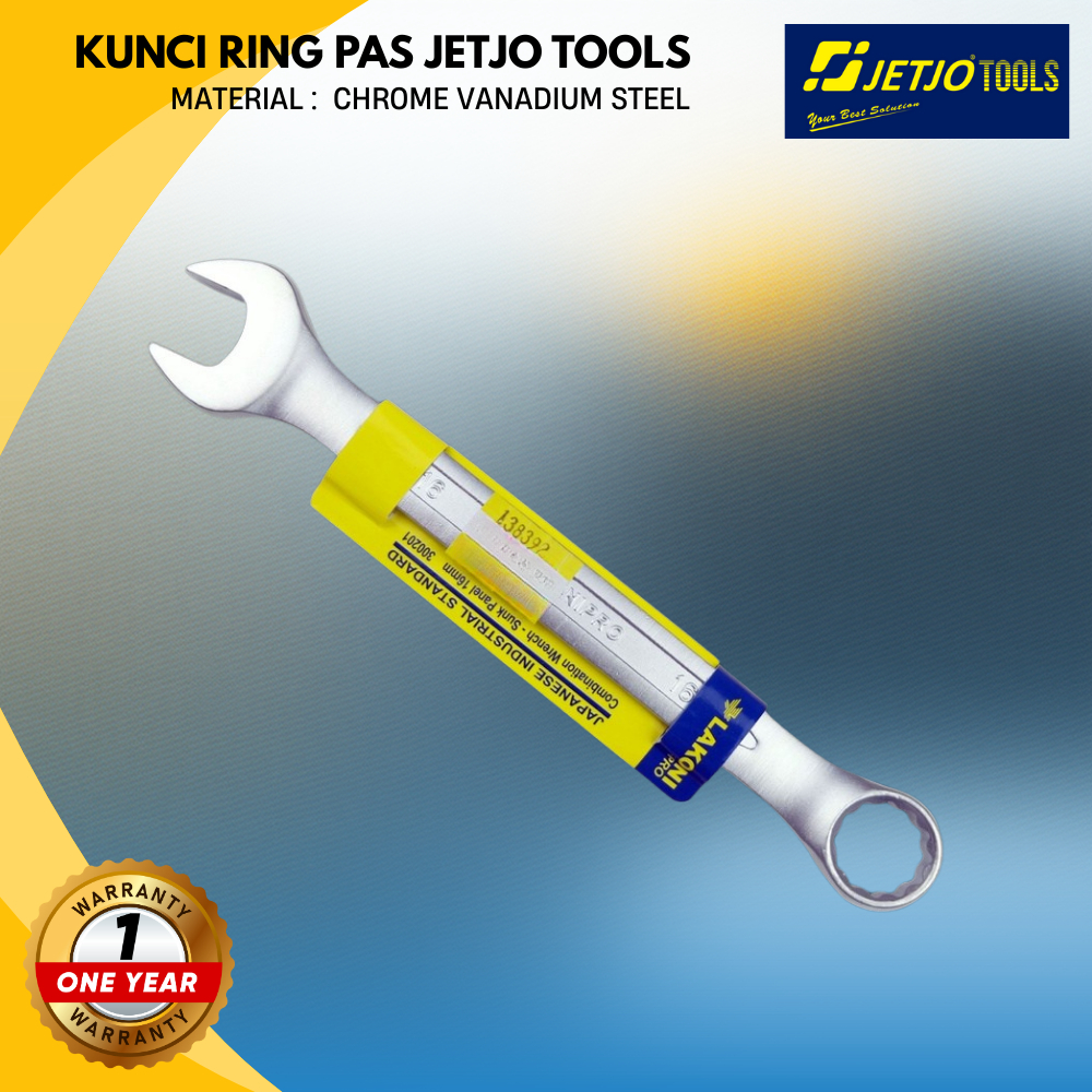 Kunci Ring Pas 9mm 10mm ,11mm ,12mm ,13mm ,14mm ,15mm JETJO TOOLS 300104 / Combination Wrench Sunk P