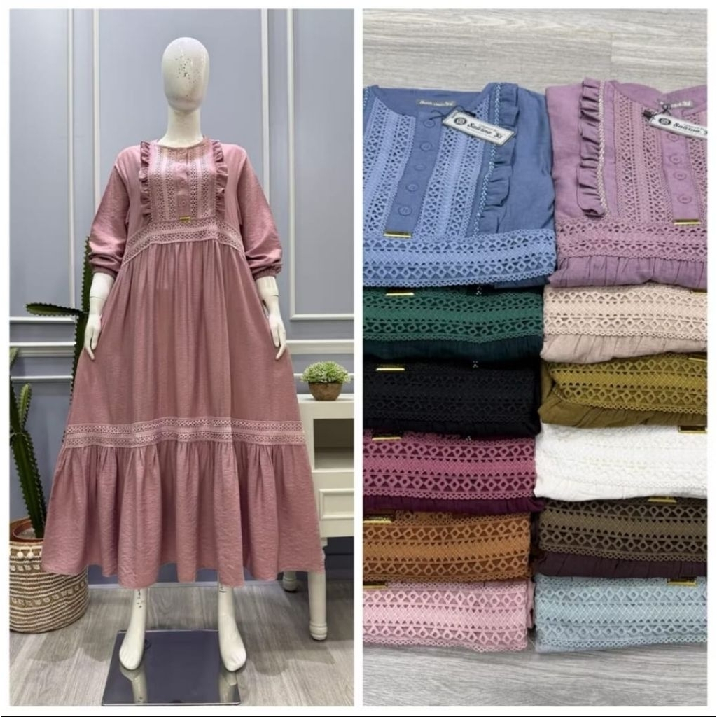 Midi Dres cringkel renda monte by salvina ys