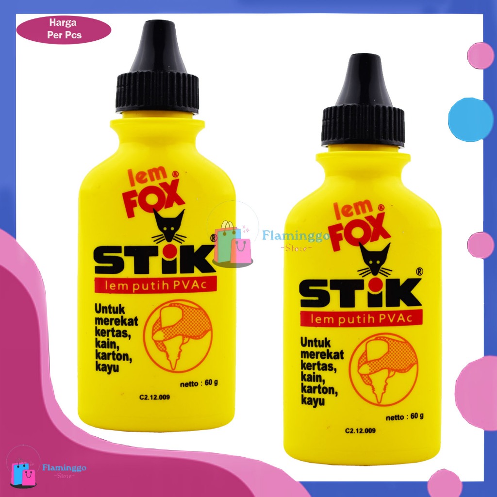 Lem Fox Stick 60 Gram - Lem Botol Kuning Fox