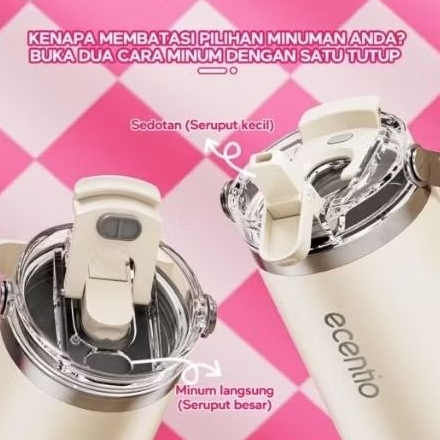 ECENTIO Tumbler 900ml Tahan Dingin 24 jam
