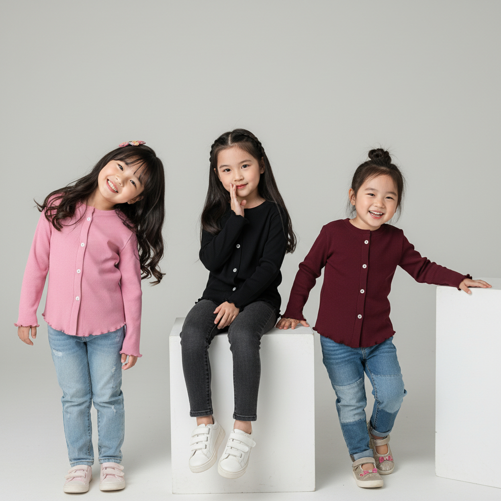 Atasan Anak Perempuan 12 Tahun Premium Korean Style Bahan Rip Knit Baju Anak Perempuan