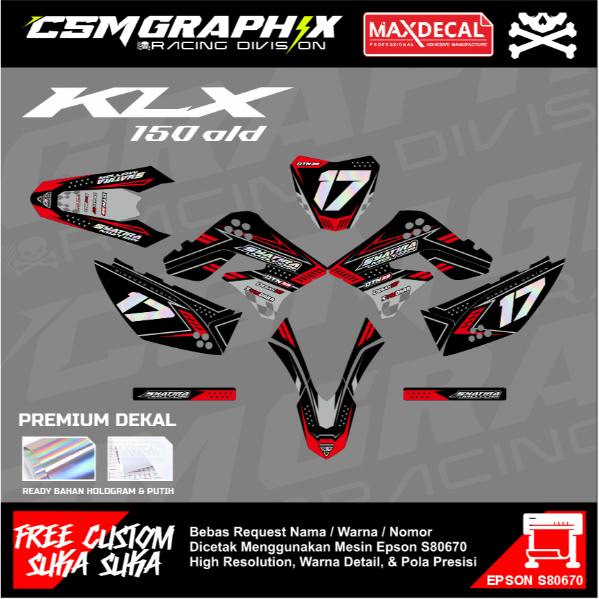 PREMIUM CUSTOM DECAL / DEKAL STIKER MOTOR KLX OLD / DEKAL STICKER BODY MOTOR KLX OLD FULL BODY DESAI