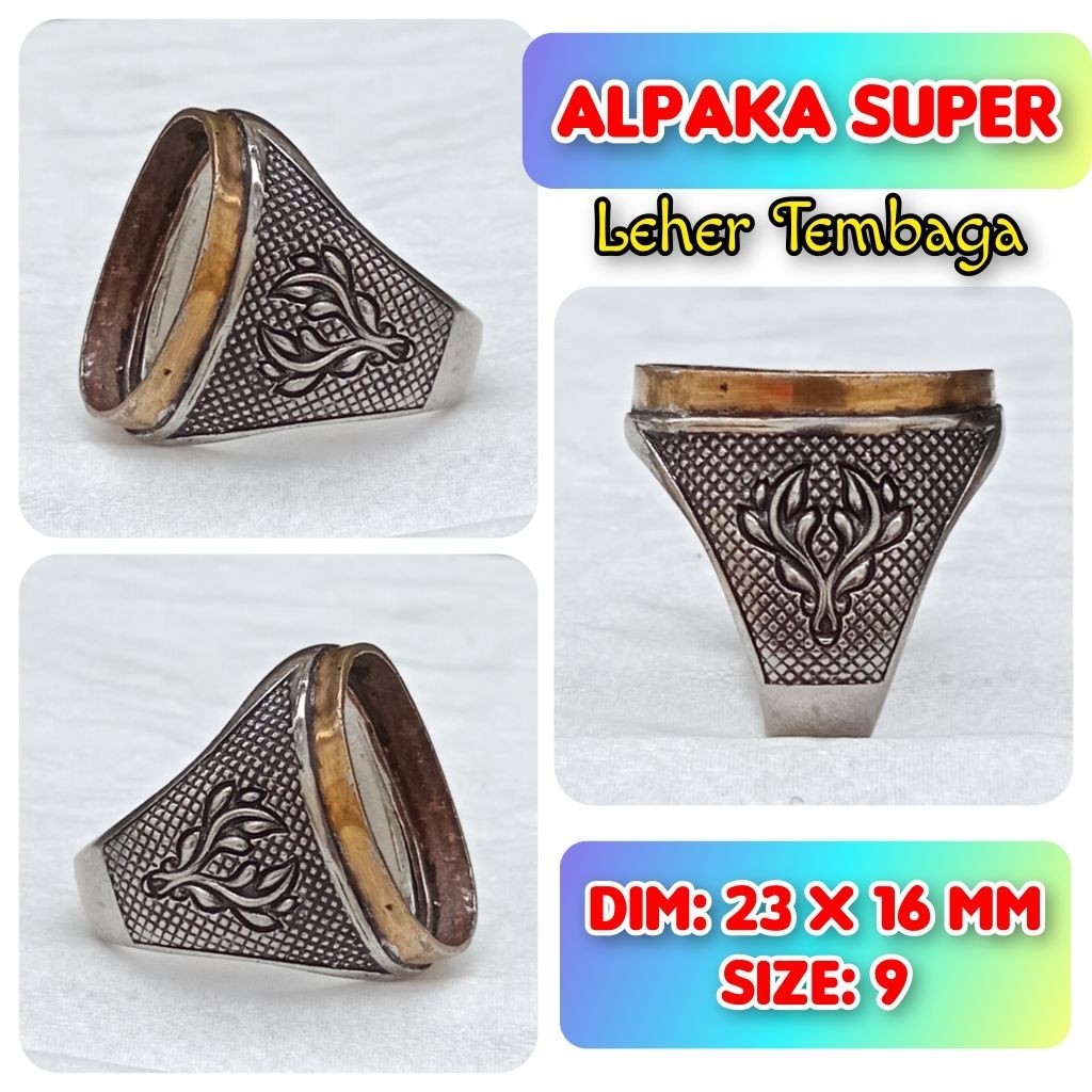 Cincin Emban Batu Akik dan Permata Alpaka Super Leher Tembaga.13