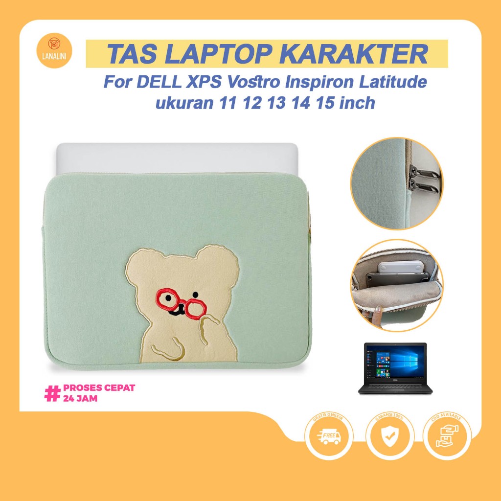 Sleeve Laptop Dell XPS Inspiron Latitude 13 14 15 15.6 inch Sarung Case Netbook Desain Kartun Lucu G