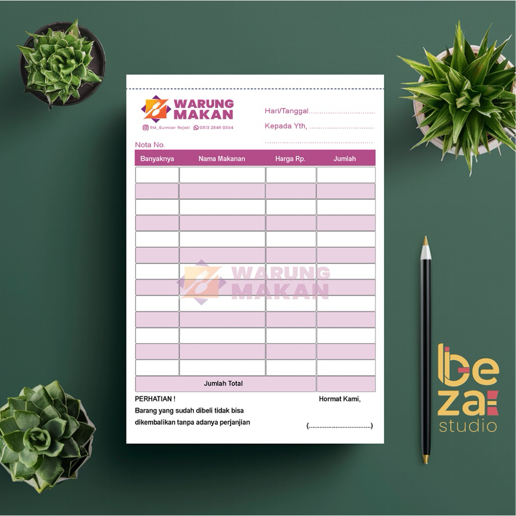 Nota Custom 2 ply, 3 ply full color FREE Desain | Nota laundry | Nota konter HP | Nota warung makan