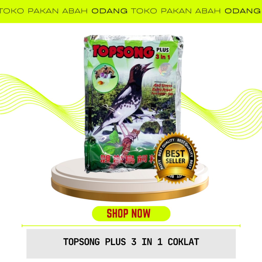 Top Song Kuning Topsong Coklat Voer Pur Plus 3in1 Pakan Burung Kacer Plunglor Murai Cucak Ijo Jalak