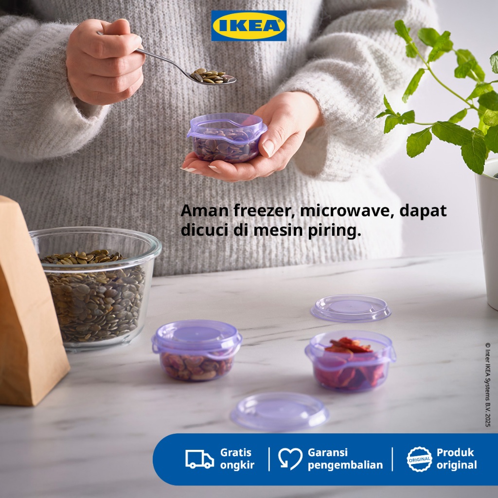 IKEA PRUTA Kotak Makan Dengan Penutup Ungu 70ml Isi 3pcs