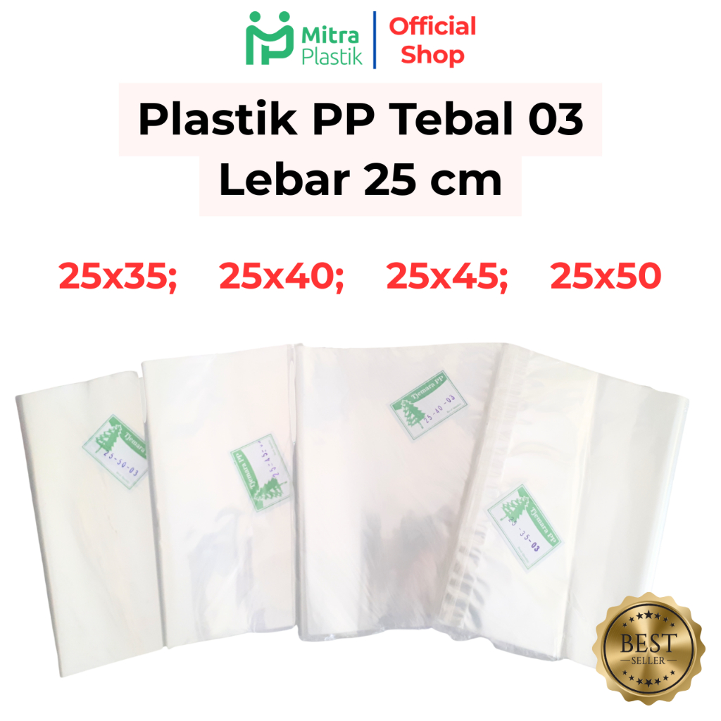 Plastik PP Lebar 25 Tebal 03 25x35 25x40 25x45 25x50 Kantong Plastik Bening Transparan