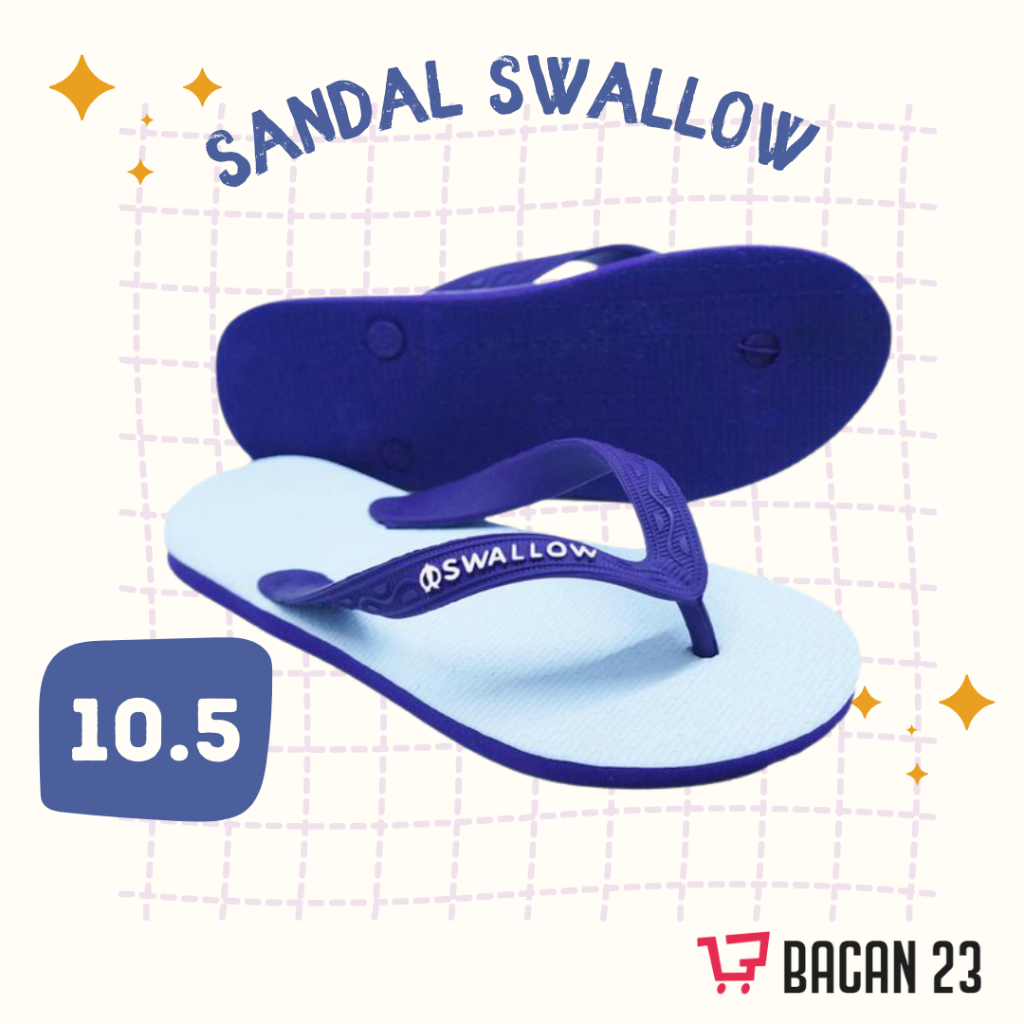 Sandal Jepit Swallow (Size 10,5) Warna Biru - Sendal Karet Swallow Ukuran Sepuluh Setengah