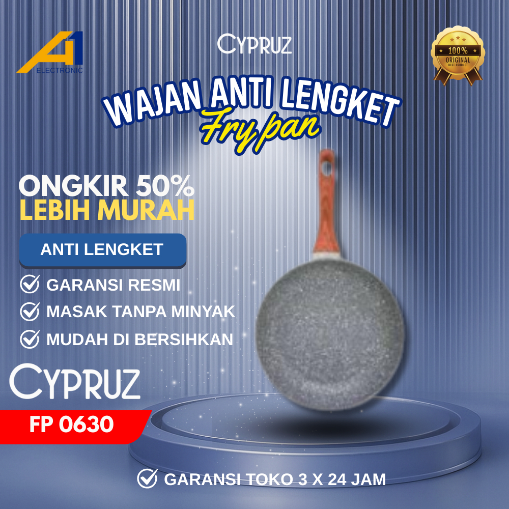 CYPRUZ FP0630 / FP 0630 Fry Pan 20 cm Marble Series Gagang Kayu Anti Lengket