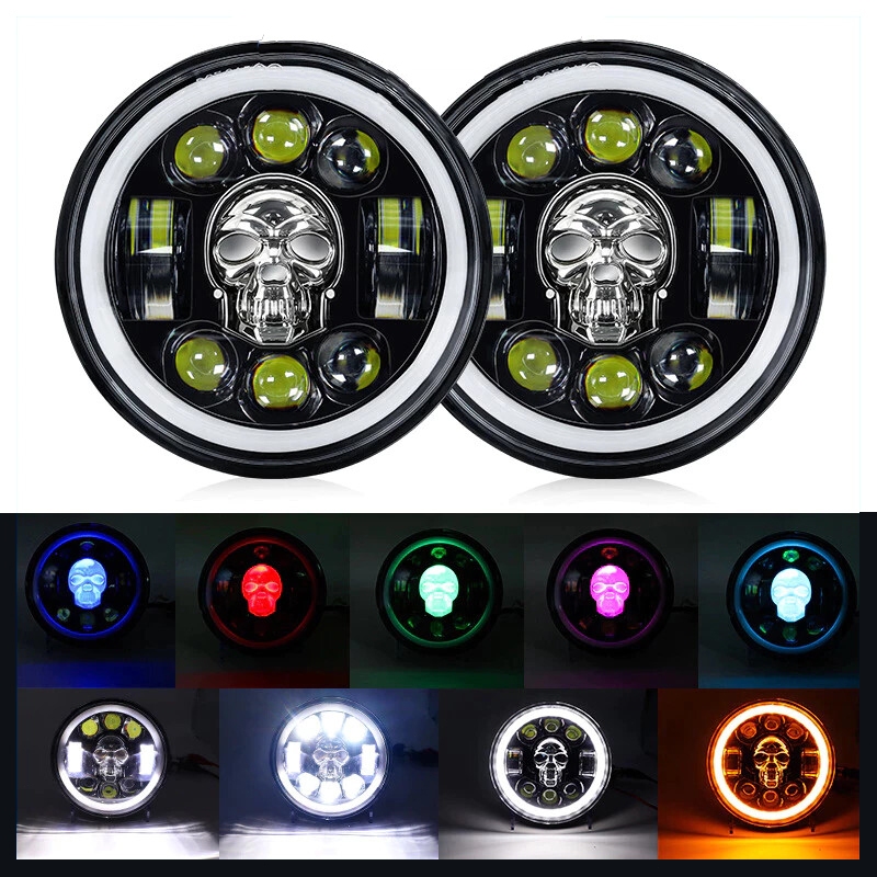 COD Lampu Tembak Tengkorak 7 Inch LED Bulat Lampu Tembak Tengkorak CR7 Lampu Tengkorak 12 Led Cocok 