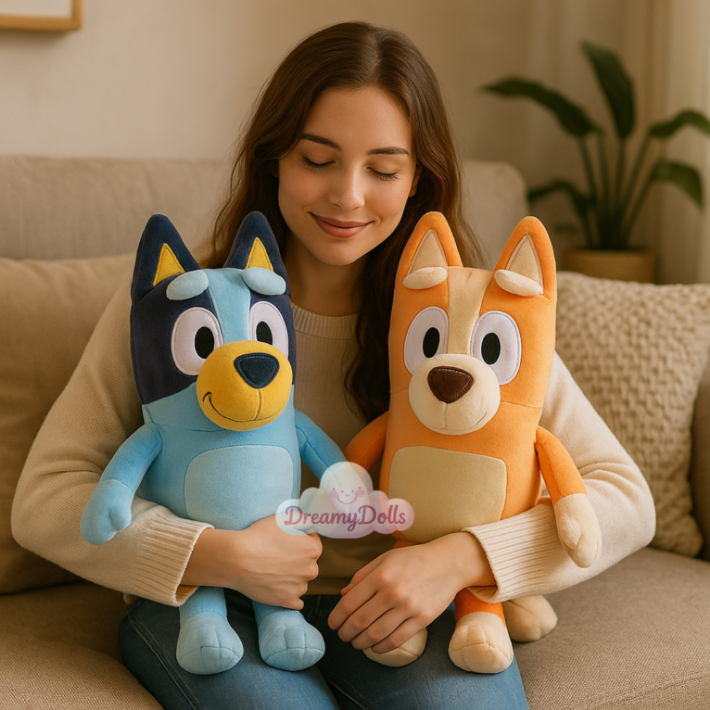 DreamyDoll's Boneka Bluey And Bingo 40cm Family Cartoon Dog Stuffed Animals Teman Main Anak