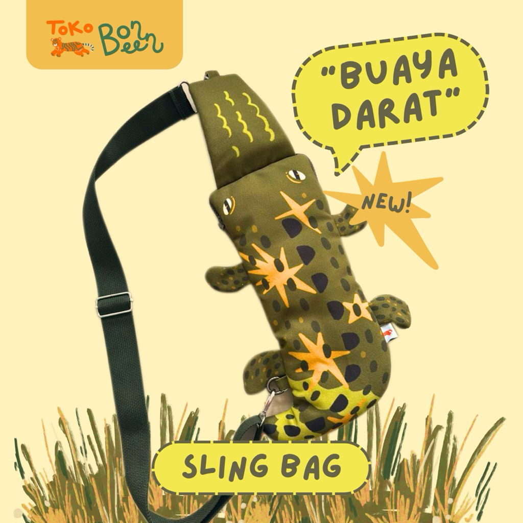 [Toko Bonbeen] Slingbag Buaya Darat - Tas Selempang Buaya Crocodile Boneka Unik Lokal