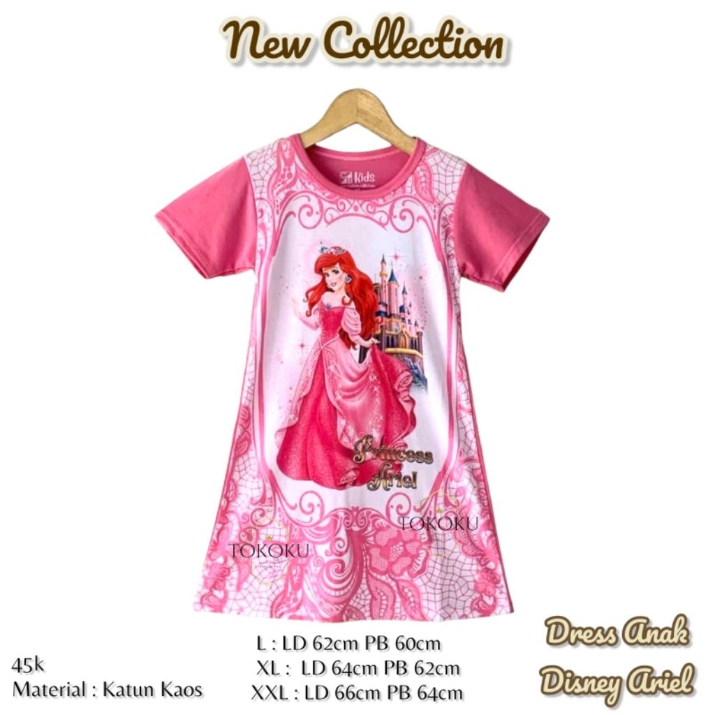 TOKOKU Dress Princess Anak Perempuan Bahan Kaos Premium