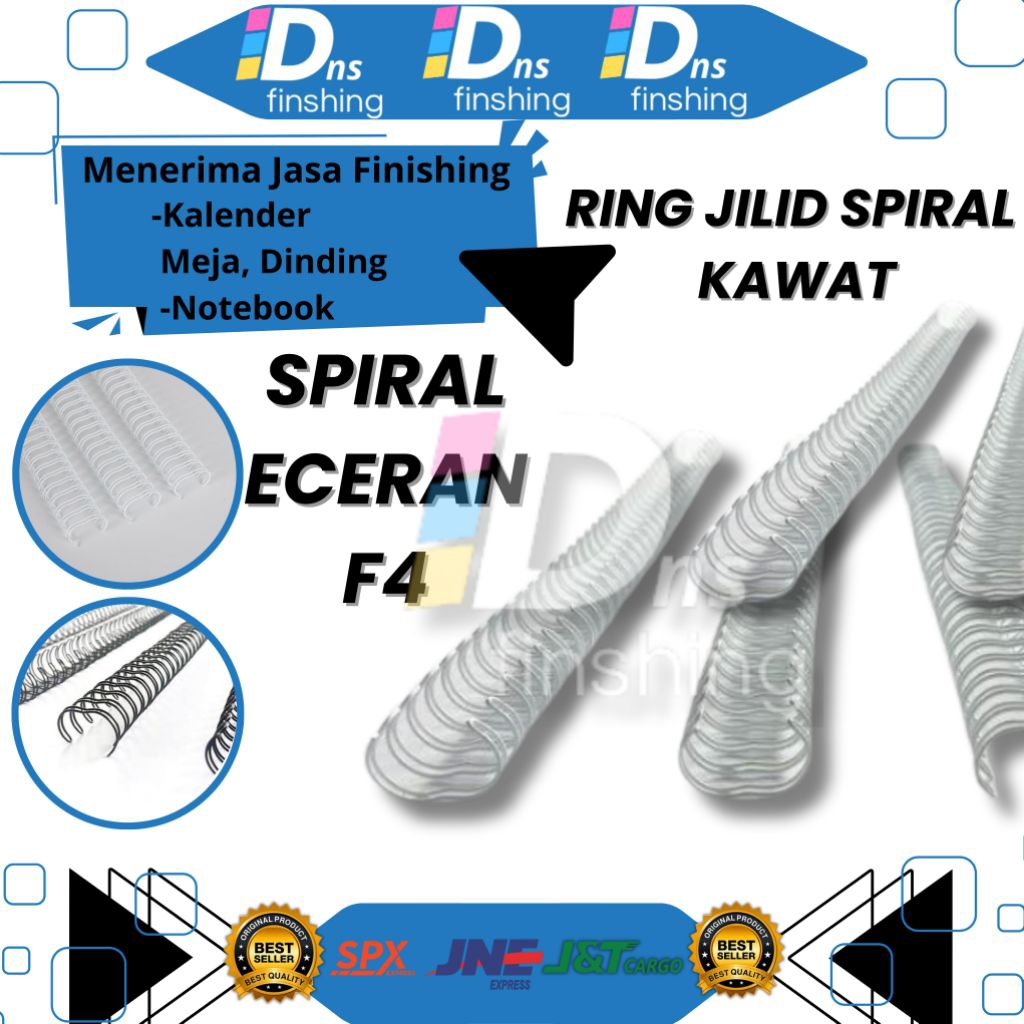 Ring jilid kawat spiral F4 no6 ukuran 3/8 putih spiral kawat murah