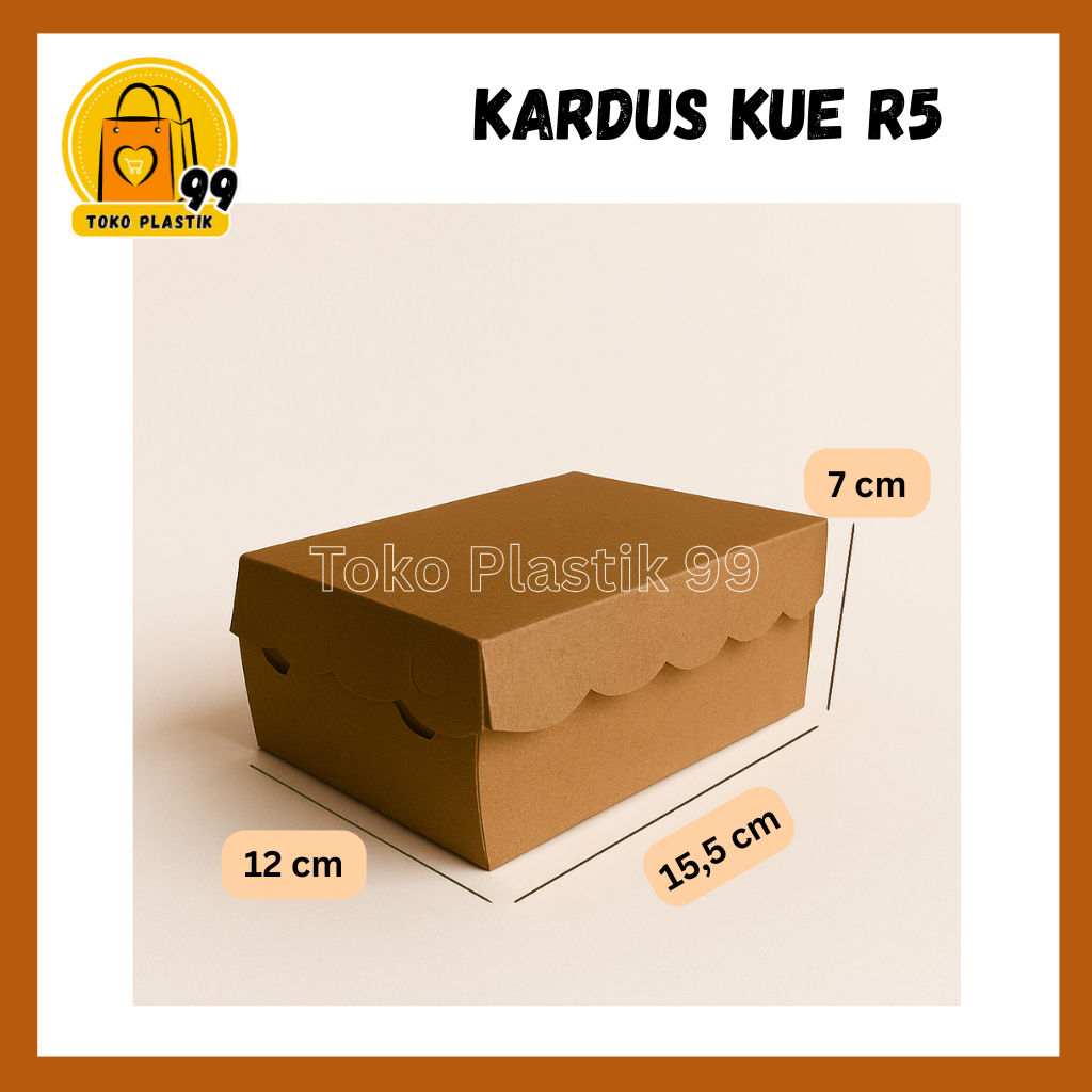 (Grosir) Kardus Kue Coklat R5 Renda / Dus Kue Coklat R5 / Kotak Kue Coklat R5 / Box Kue Coklat Kraft