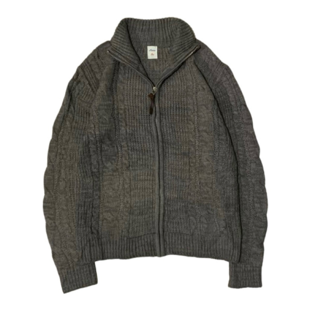 Zip Knit 3D Cable Knitwear “Grey”