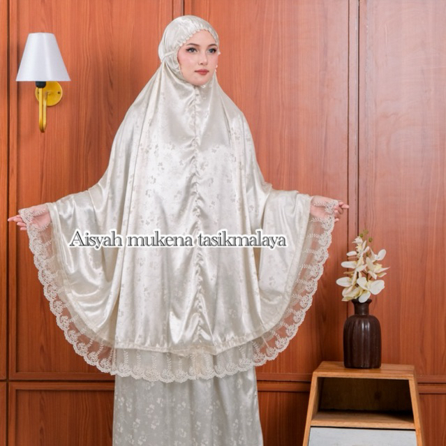 MUKENA SUTRA ARMANY JAGUAR LUXSURY AGNIA SERIES  Renda mewah -TAS MUTIARA
