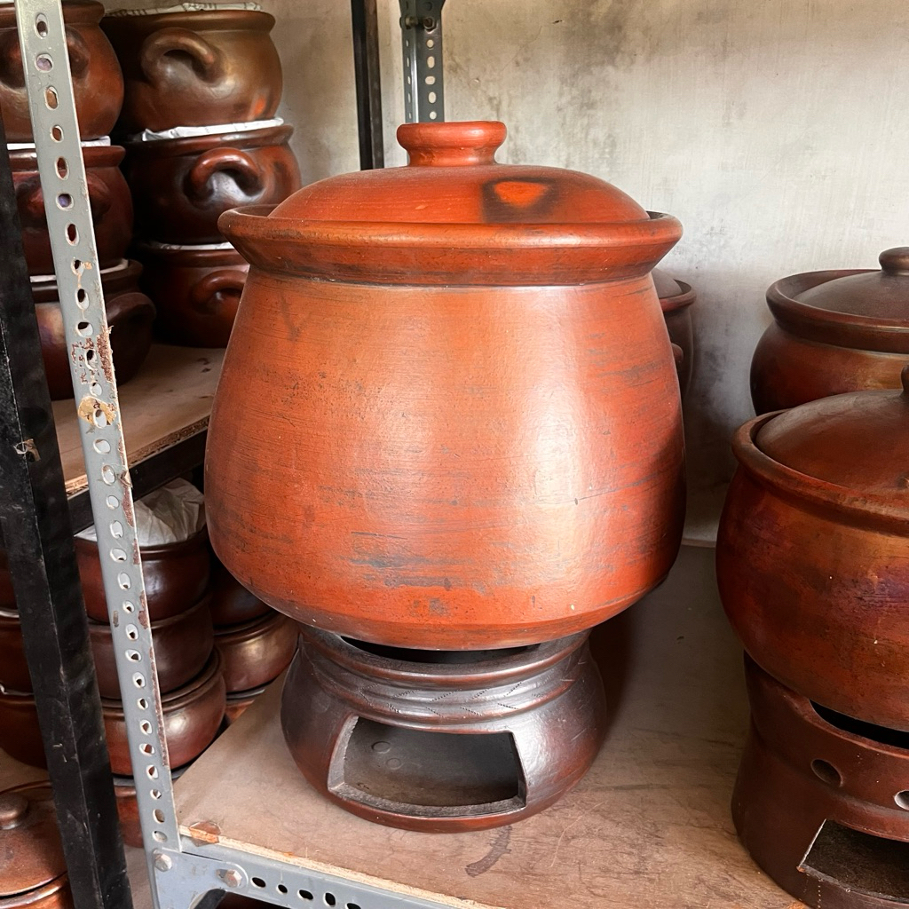 Kuali Set Tungku D30 T35 V15L Kuali Prasmanan Gerabah Besar Gerabah Tanah Liat