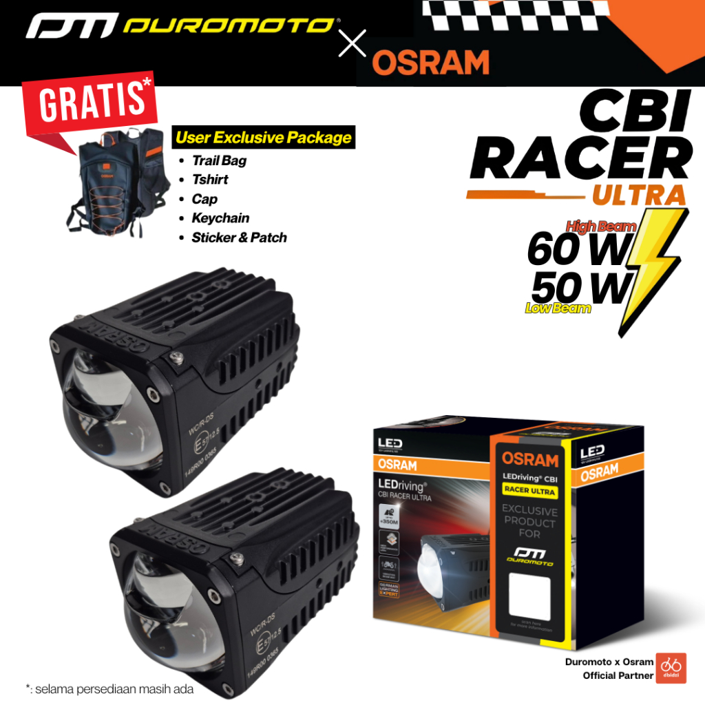Duromoto X Osram CBI Racer Ultra Lampu Foglamp Led Motor Mini Biled Waterproof Tahan Air 50 Watt