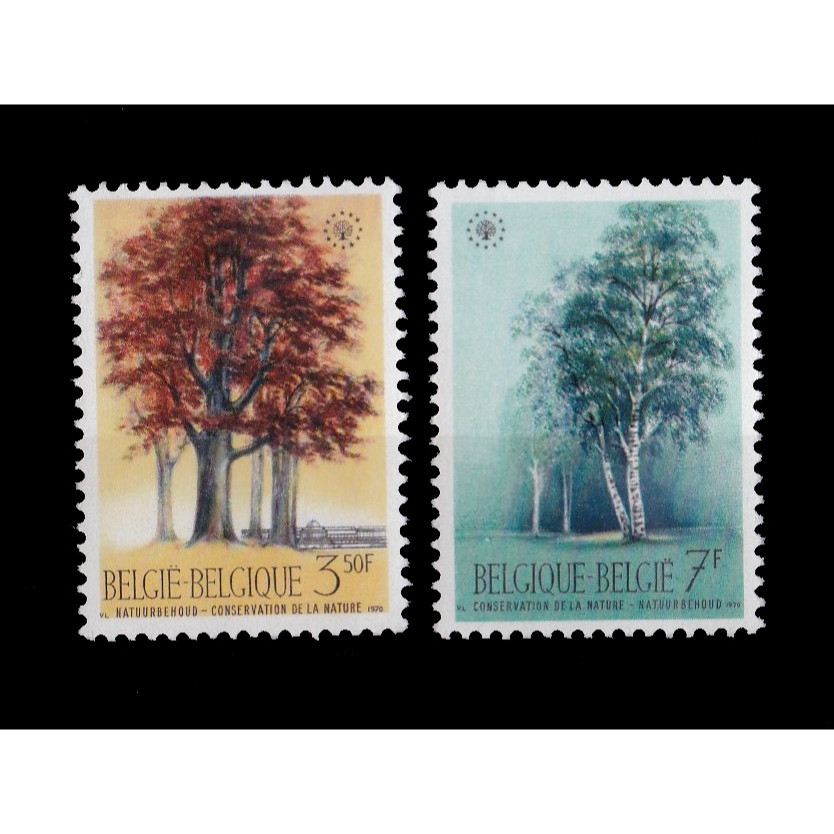 S0182 Prangko Belgia 1970 Trees - Nature Protection Year Komplit set 2v Mnh