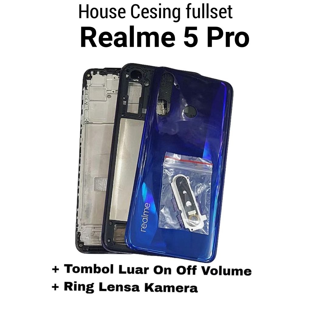 CASING HOUSING FULLSET REALME 5 PRO BACKDOOR + BEZEL + FRAME NEW FULLSET CESING REALME 5PRO