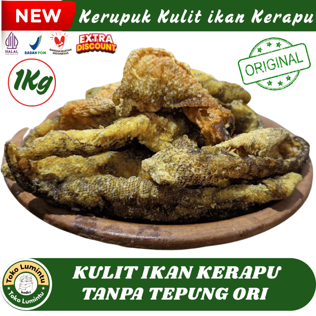 Kerupuk Ikan Kerapu Mentah 1Kg Tanpa Tepung Murah – Aluman / Kerecek Kulit Kerapu Siap Goreng