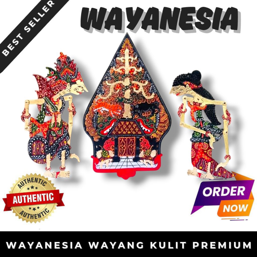 1 Set Wayang Kulit Mahar Rama Sinta Gunungan Kulit Kambing Asli