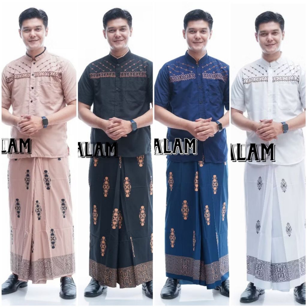 Sarung dan Baju Koko Paket Hemat Sarko Sarung Sarwon dan Baju Koko Bordir jasuke Lengan Pendek