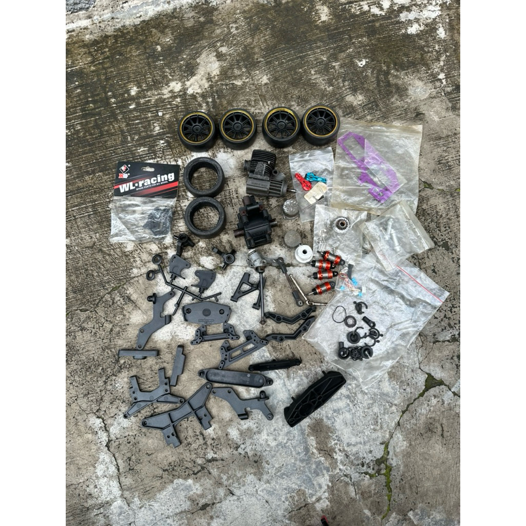 PART RC ENGINE RC DRIFT FRAME KIT , ENGINE , VELG , SHOCK , BAN DLL
