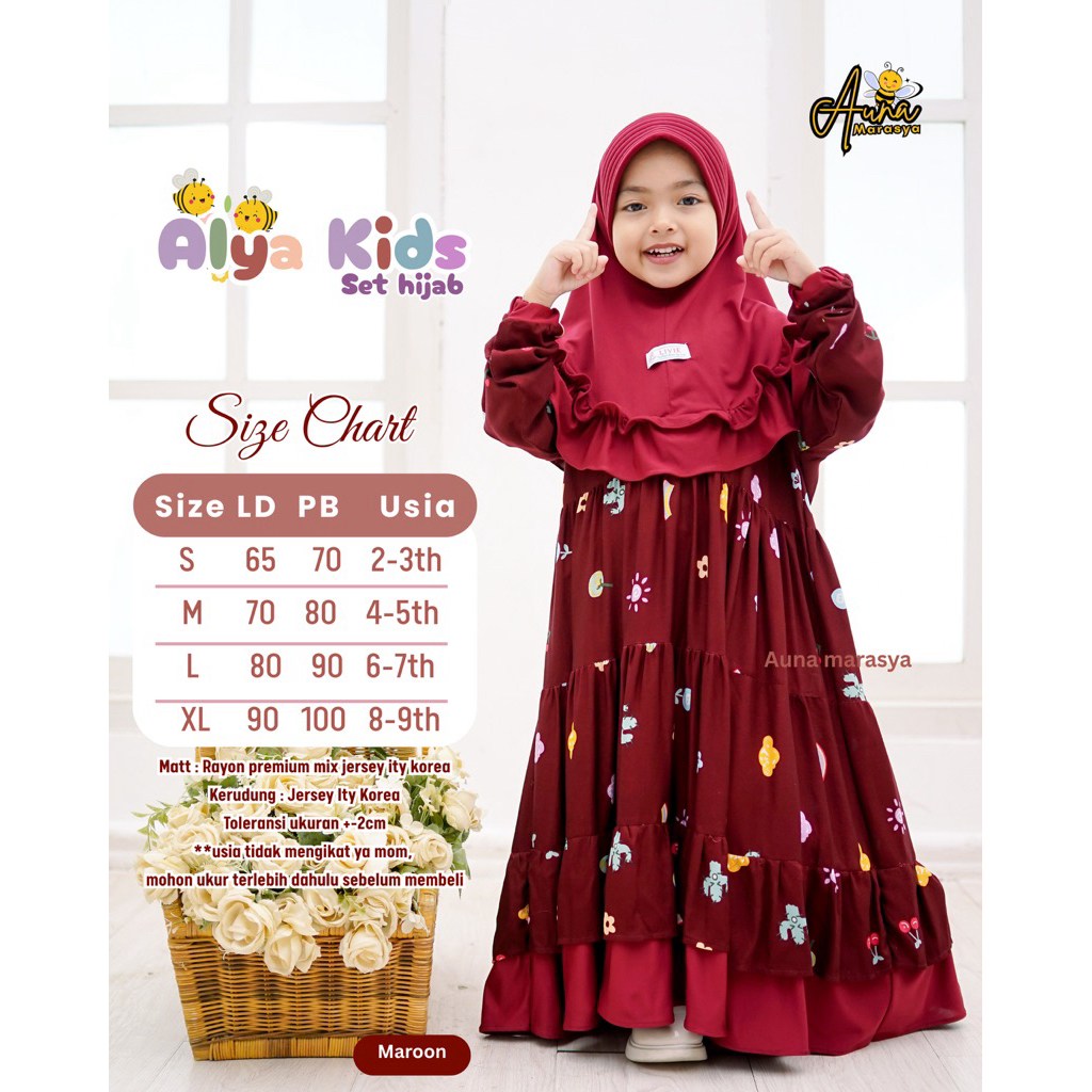 ALYA KIDS LIVIE GAMIS BALITA GAMIS SET HIJAB cimoy