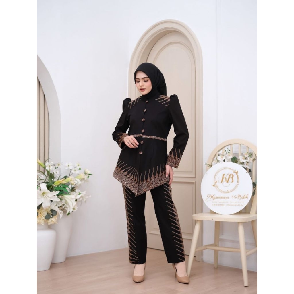 Setelan Atasan Celana batik wanita modern | atasan batik katun premium