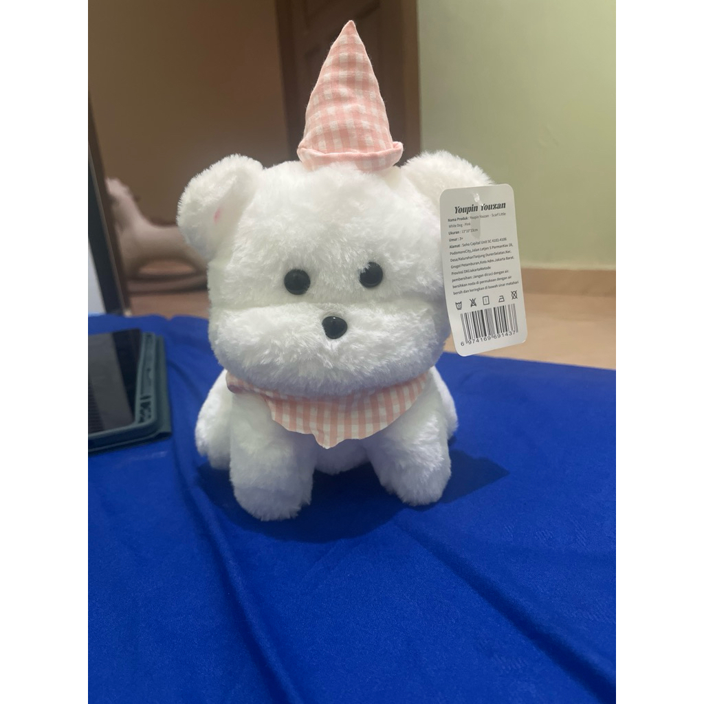 Ready NEW boneka Anjing Topi Merah