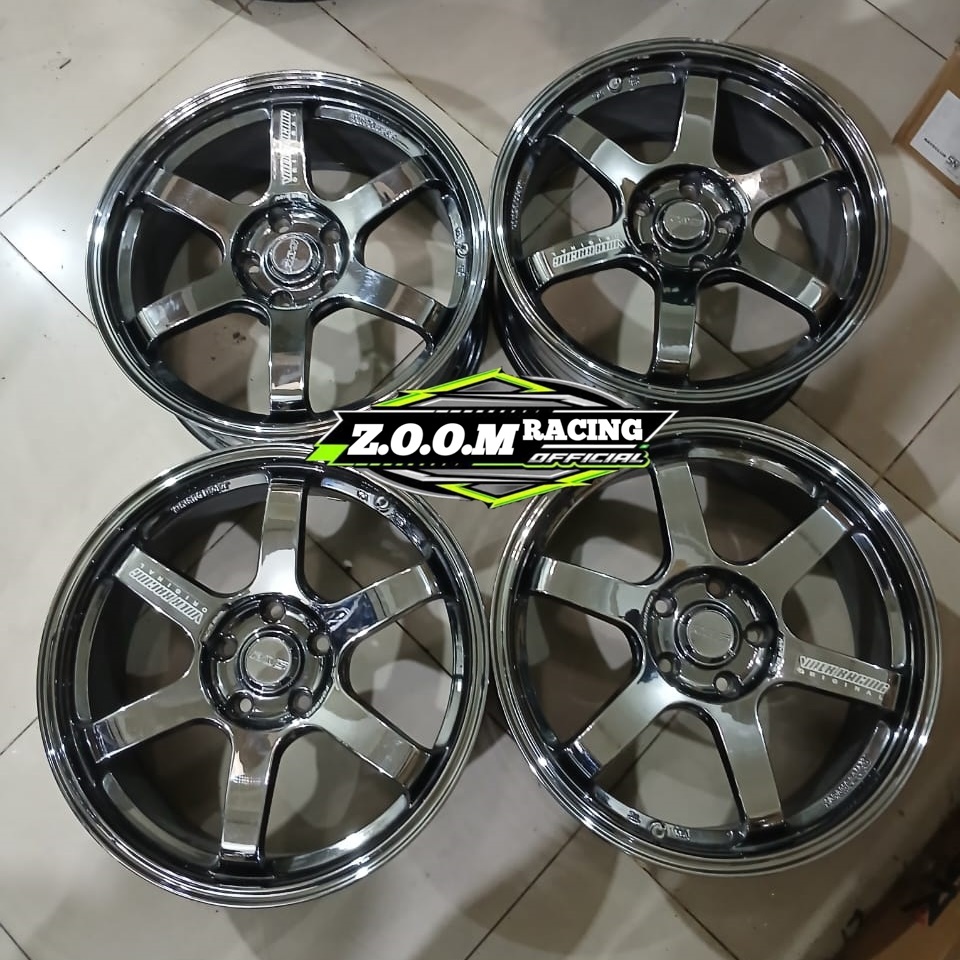 Velg Mobil Second Ring 18 RAYS TE37 Pcd 5x114 Murah R18 Seken BLACK CHROME, INNOVA XPANDER CAMRY CIV