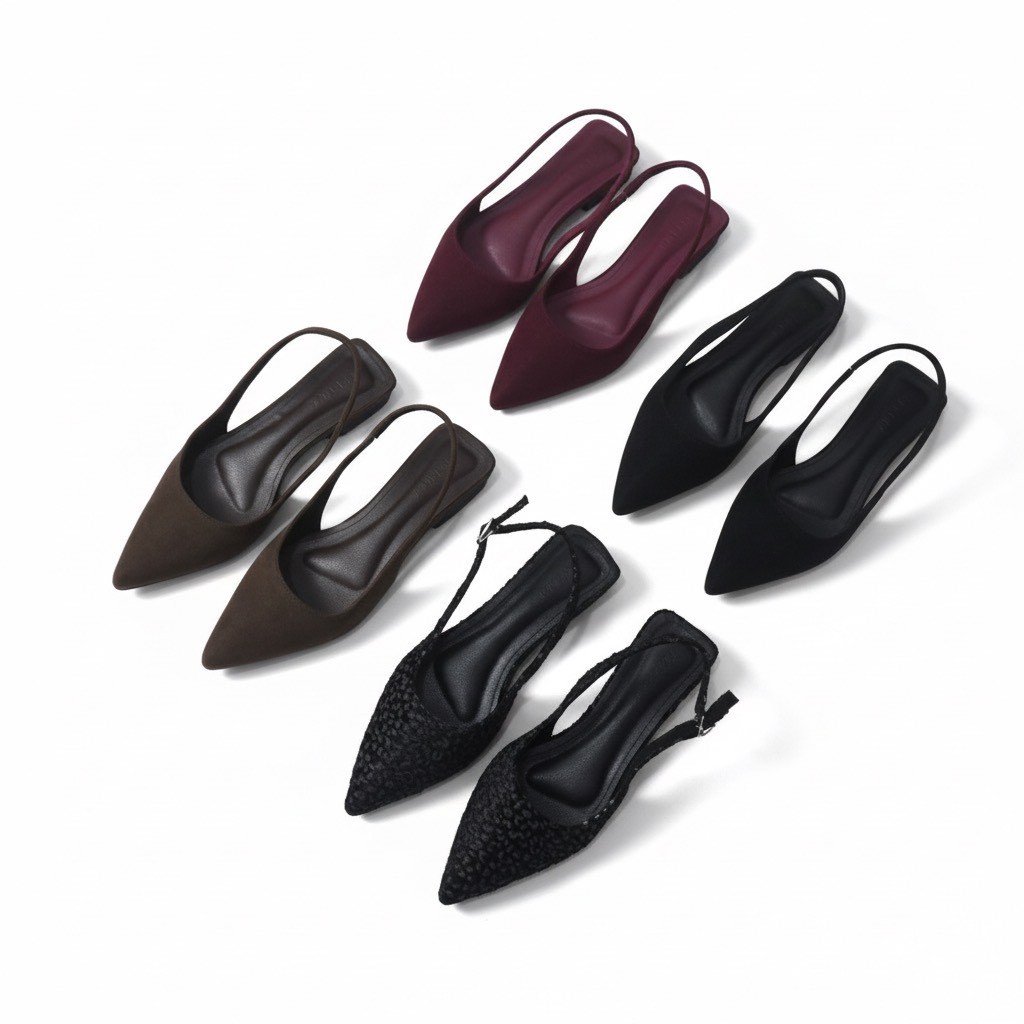 Vespera - Gabriella sandal selop wanita suede | pointy flats