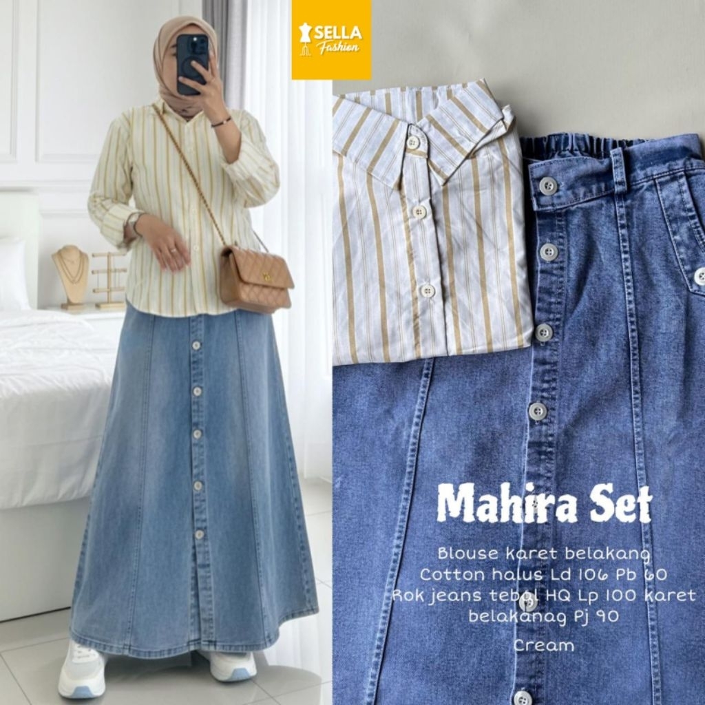 One set wanita kekinian set rok jeans dan set celana