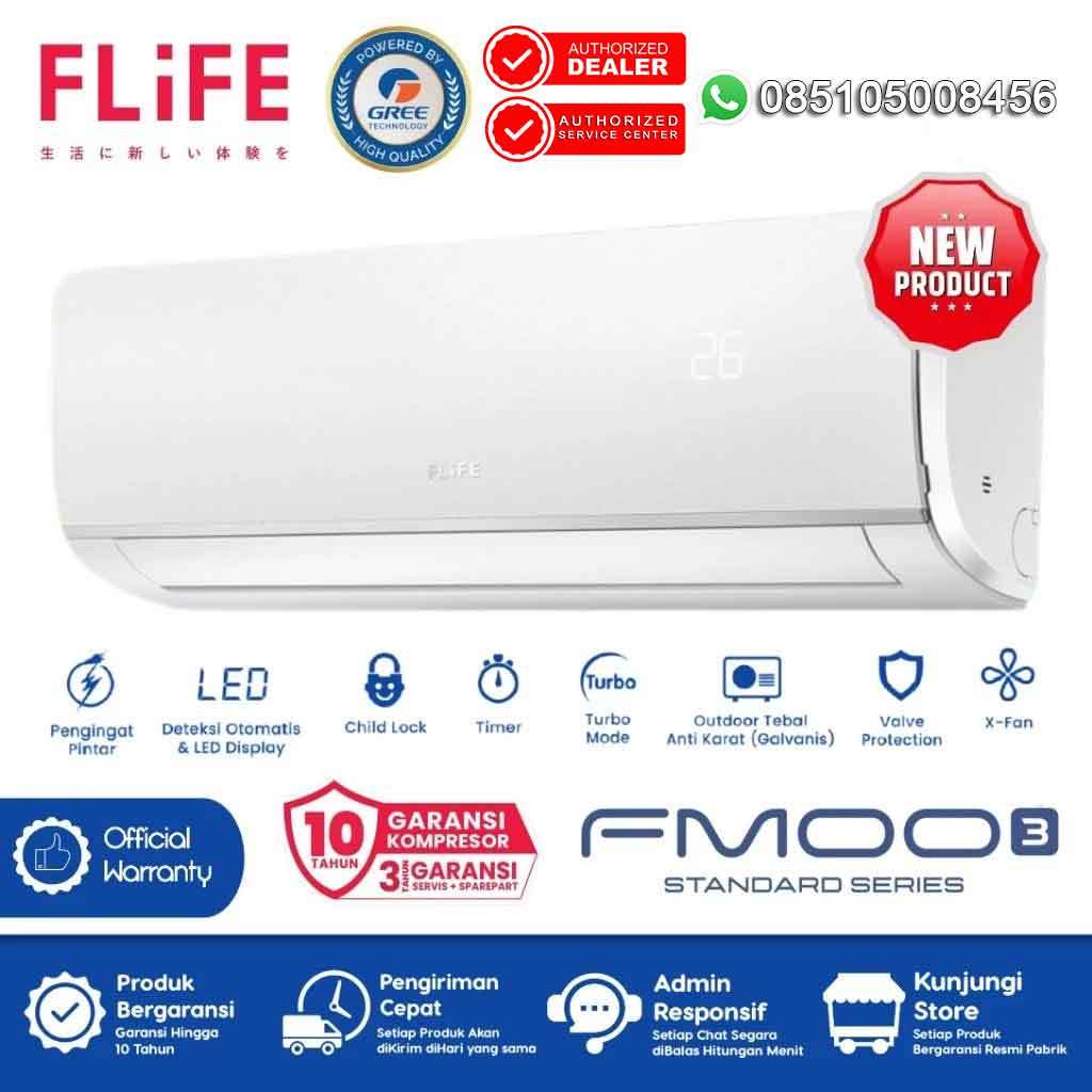 AC FLIFE GREE 1/2PK FAC-05FMOO3 AC Split Standard Double Gold Fin Premium AC by Gree Garansi Resmi 1