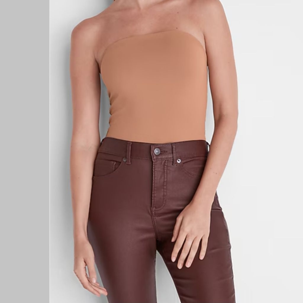 New Express body contour high compression matte tube top thong bodysuit S / atasan kaos kemben wanit